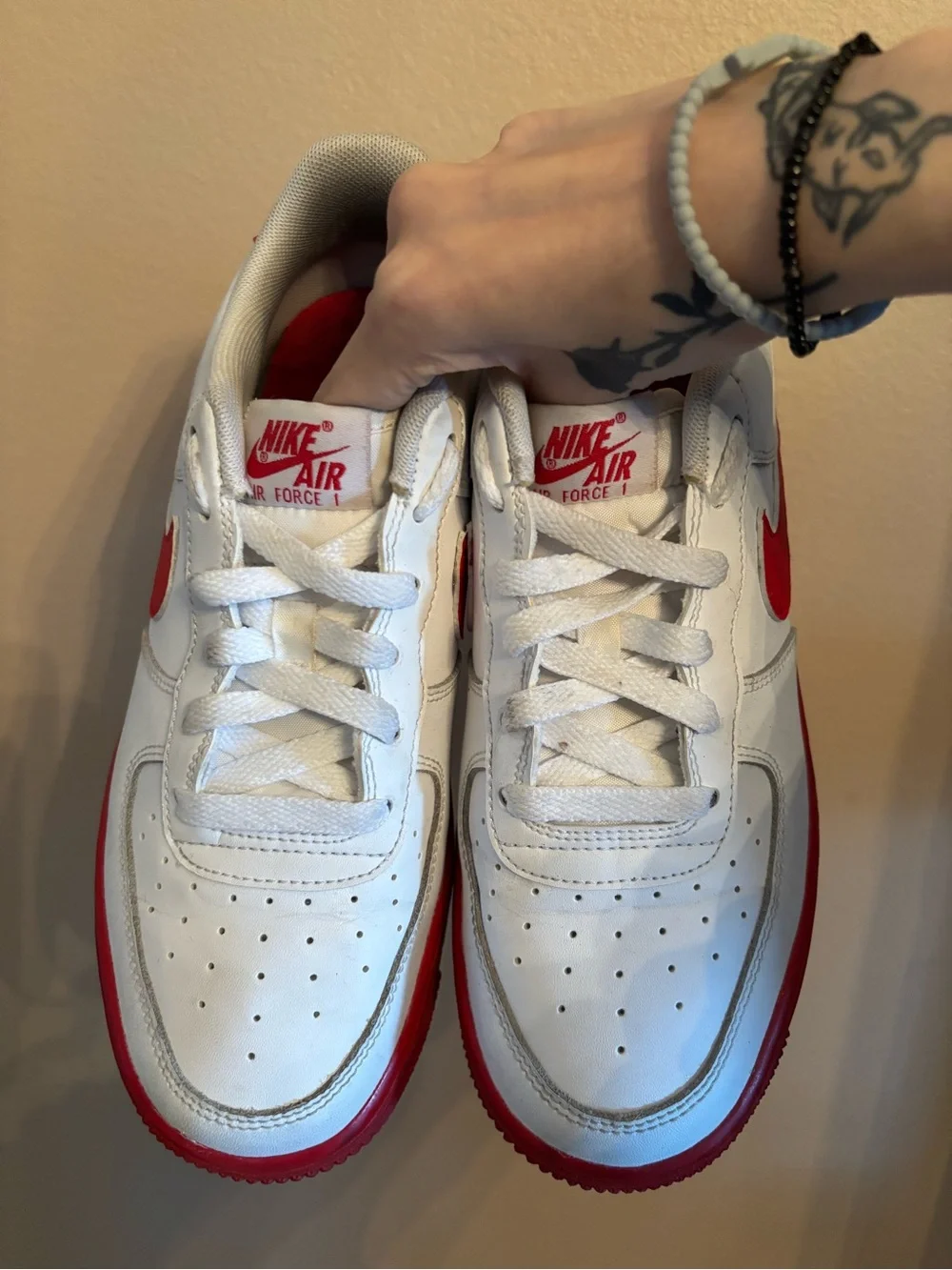 Nike Air Force 1 GS 'White Red Sole' - Picture 3 of 7